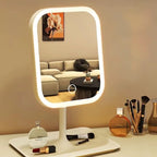 Illuminate Your Beauty: 1Pc LED Modern Desktop Vanity Mirror with 3 Color Light for Effortless Makeup Application