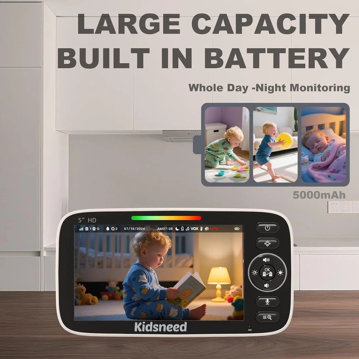 Advanced 5-Inch 720P Baby Monitor with Night Vision, Two-Way Audio, and 48-Hour Battery Life - No WiFi Needed!