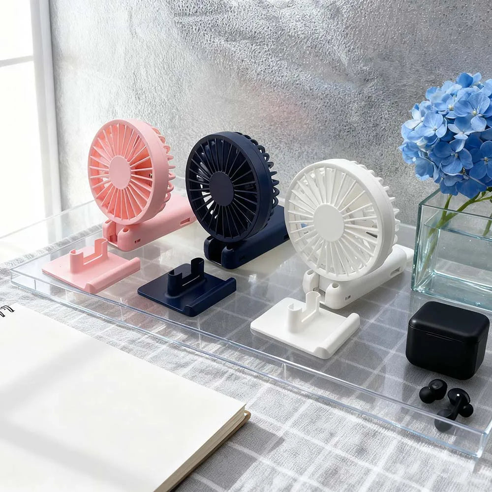 Handheld USB Fan:5-Speed Wind ,Mini Portable Foldable Rechargeable Neck-Hanging Fan with Digital Display for Office / Dormitory