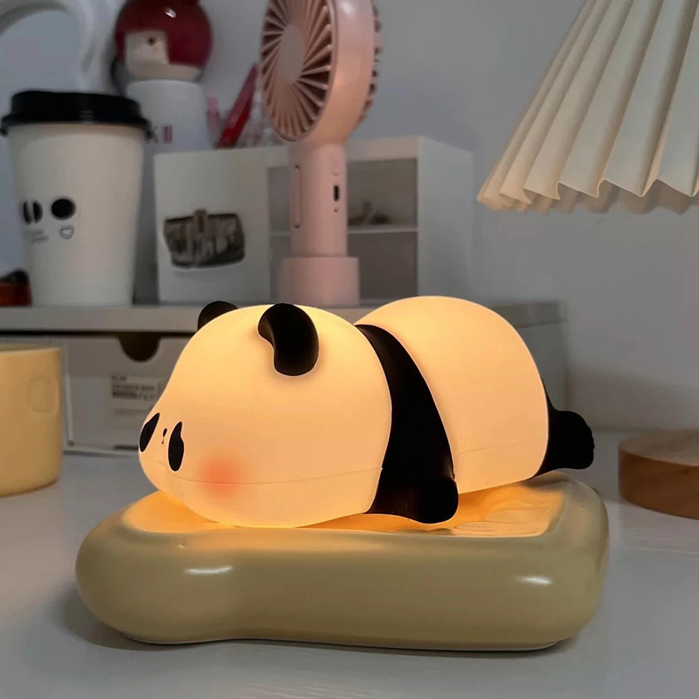 Rechargeable Sensor Touch Night Lights Cute Panda Silicone Lamp LED Dimming Lamp Bedside Decor Kids Night Light Birthday Gift