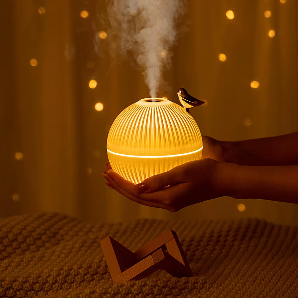 330Ml USB Ultrasonic Cool Mist Humidifier with Warm LED Lamp Mini Aroma Diffuser for Home Kids Room Air Humidifier