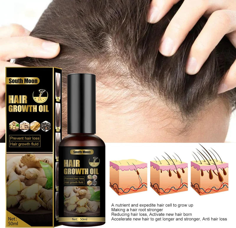 🌿 Ginger Hair Growth Oil | Natural Hair Growth & Anti Hair Loss Oil | South Moon 50ml.