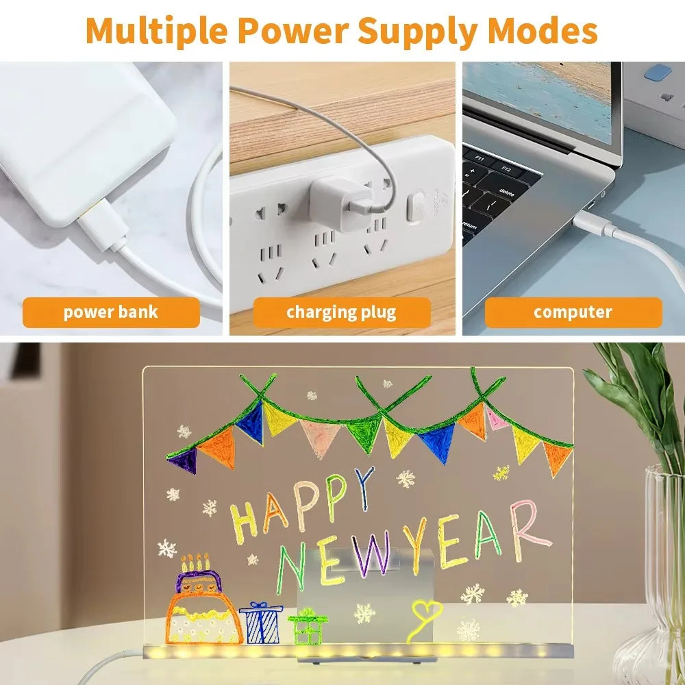 Illuminate Your Creativity with the LED Light-Up Acrylic Message Board - Perfect for Birthdays and Creative Activities!