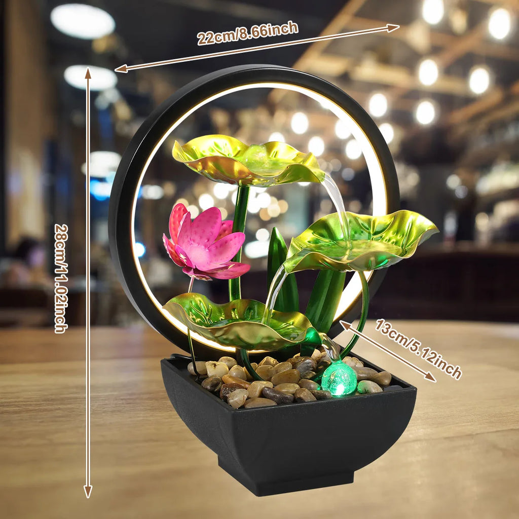 Transform Your Space with the USB-Powered Tabletop Water Fountain - Relax and Unwind with Natural Rocks and LED Lights
