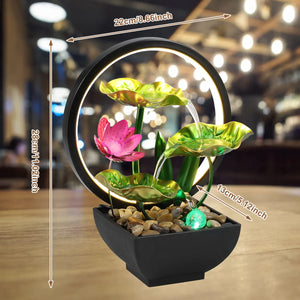 Transform Your Space with the USB-Powered Tabletop Water Fountain - Relax and Unwind with Natural Rocks and LED Lights