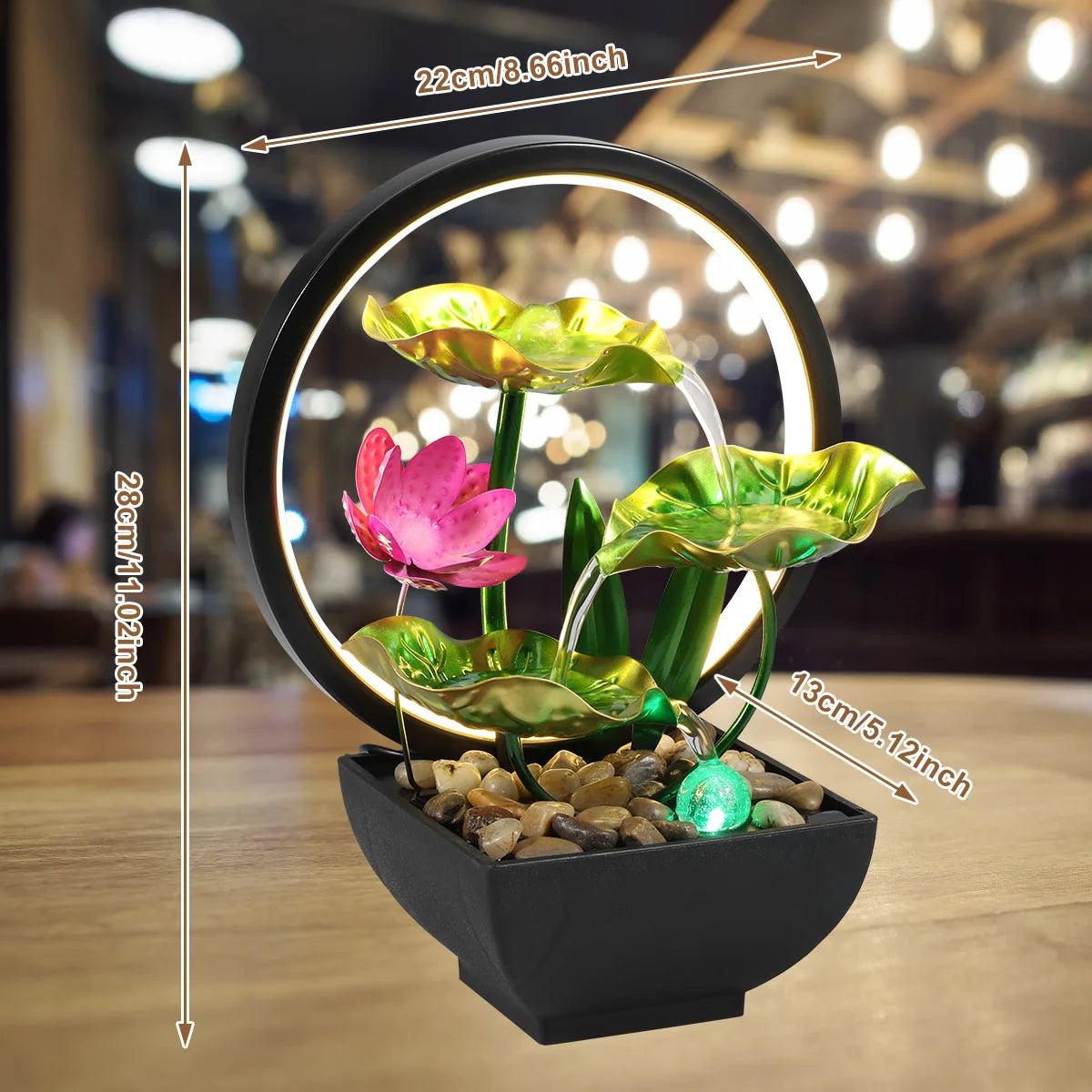 Transform Your Space with the USB-Powered Tabletop Water Fountain - Relax and Unwind with Natural Rocks and LED Lights