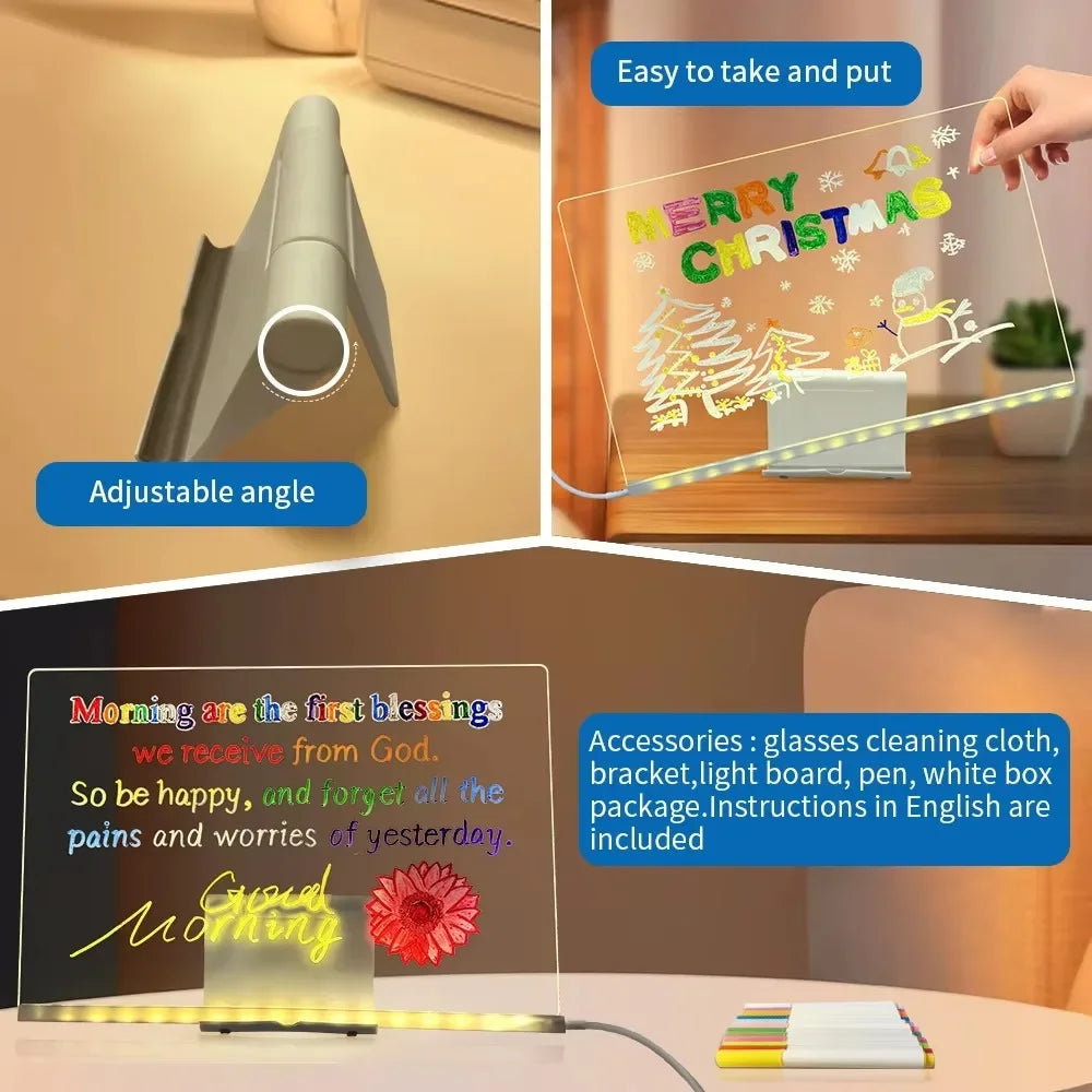 Illuminate Your Creativity with the LED Light-Up Acrylic Message Board - Perfect for Birthdays and Creative Activities!