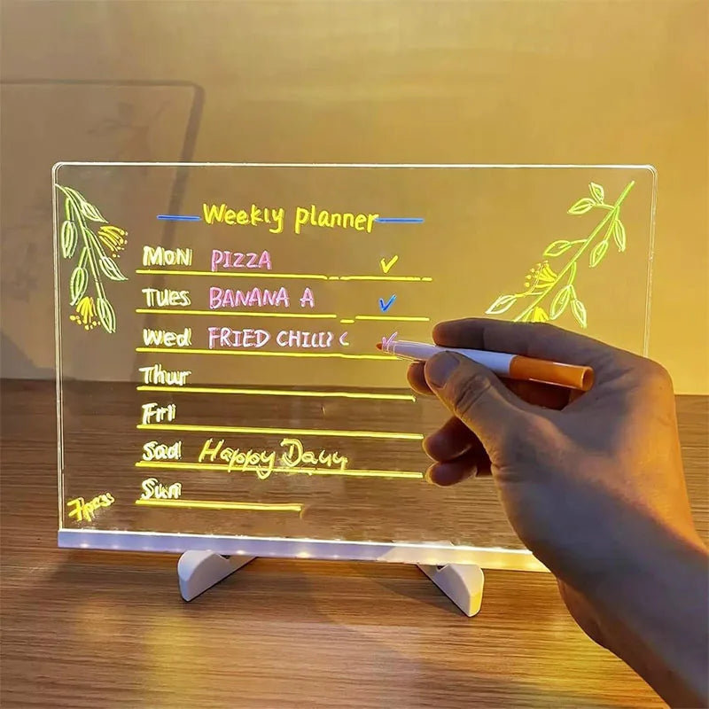 Illuminate Your Creativity with the LED Light-Up Acrylic Message Board - Perfect for Birthdays and Creative Activities!