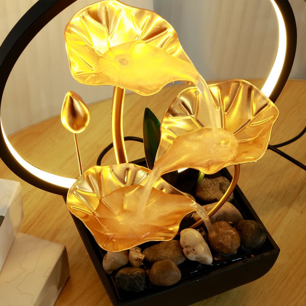 Transform Your Space with the USB-Powered Tabletop Water Fountain - Relax and Unwind with Natural Rocks and LED Lights