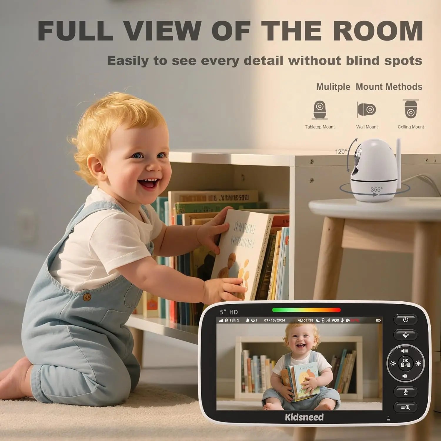 Advanced 5-Inch 720P Baby Monitor with Night Vision, Two-Way Audio, and 48-Hour Battery Life - No WiFi Needed!