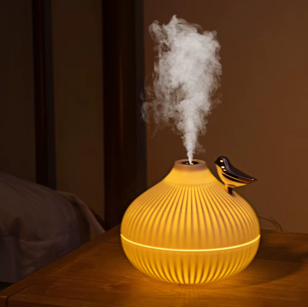 330Ml USB Ultrasonic Cool Mist Humidifier with Warm LED Lamp Mini Aroma Diffuser for Home Kids Room Air Humidifier