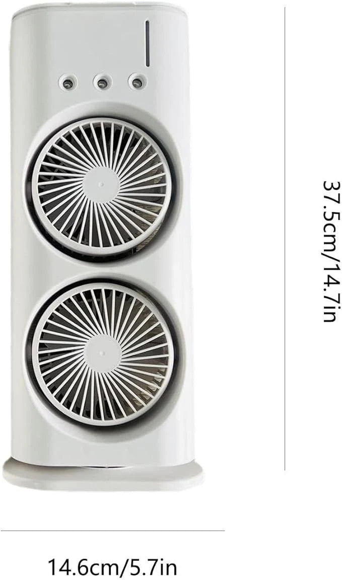 ❄️ Double Ended Spray Fan | Portable USB Rechargeable Mist Cooling Fan | Dual Fan Air Cooler with LED Light.