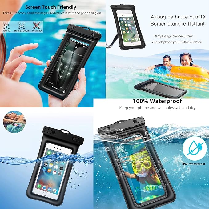 Floating Waterproof Phone Pouch | IPX8 Waterproof Mobile Case | Touch Screen Dry Bag.