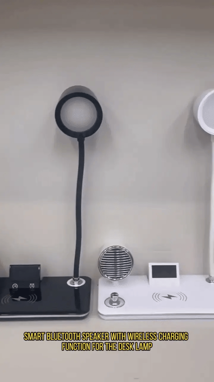 4-in-1 Wireless Charger with BT Speaker | Fast Wireless Charging LED Desk Lamp.