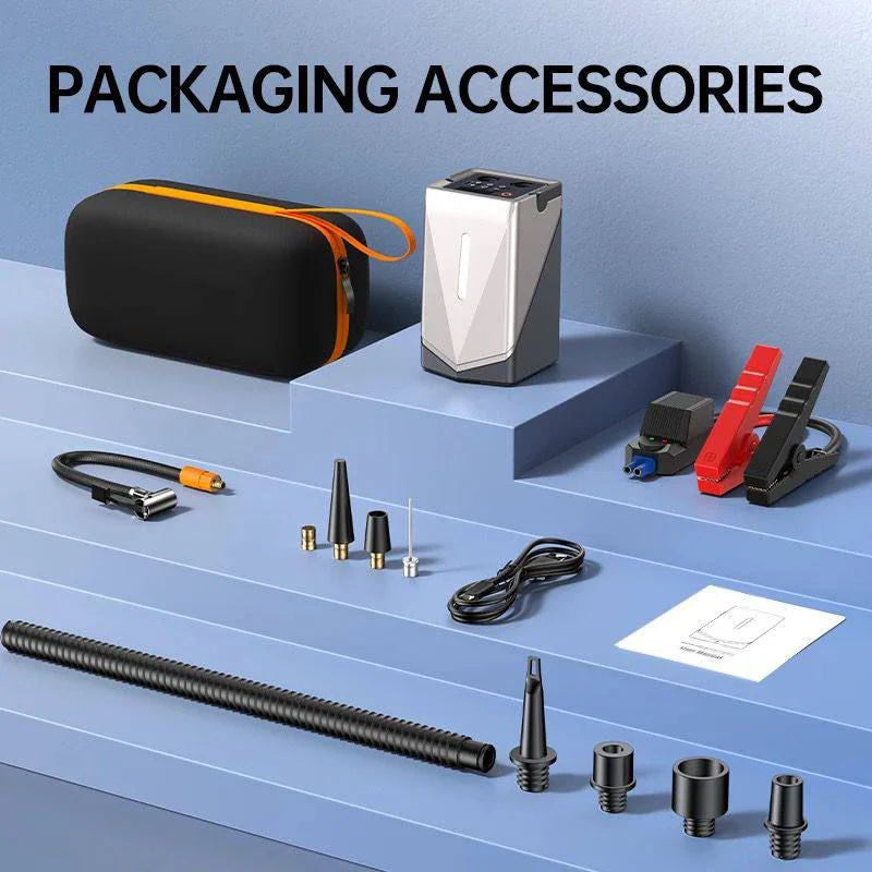 Portable Multi-Function Car Jump Starter | 12000mAh Air Compressor & Emergency Power Bank.